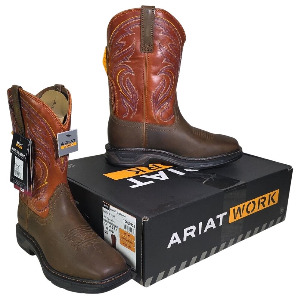 Ariat Workhog XT Cottonwood Dark Earth Brick Wide Square Toe Boots Men 9.5EE NWT
